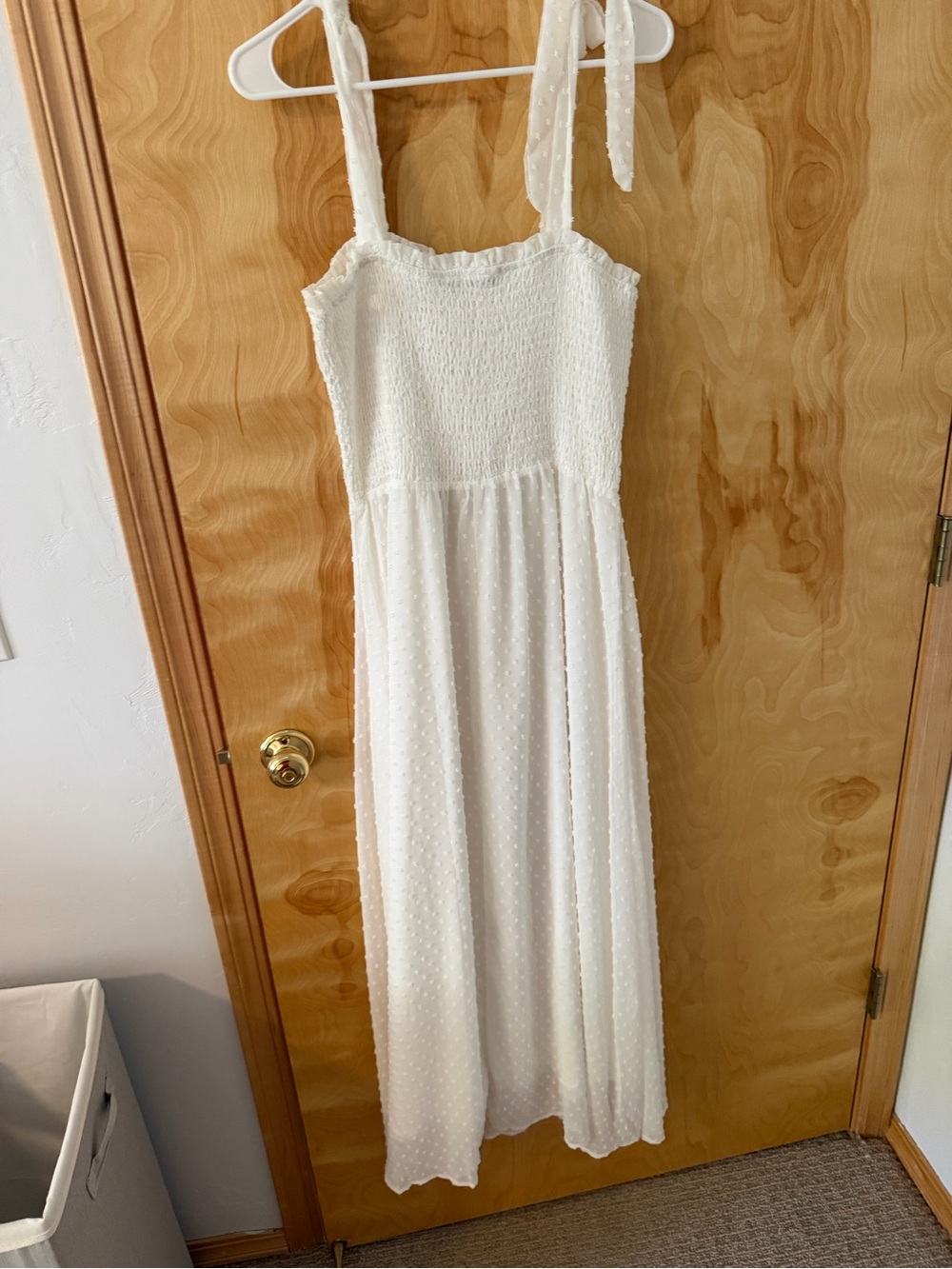 Amazon White Swiss Dot Tie-Shoulder Maxi Dress